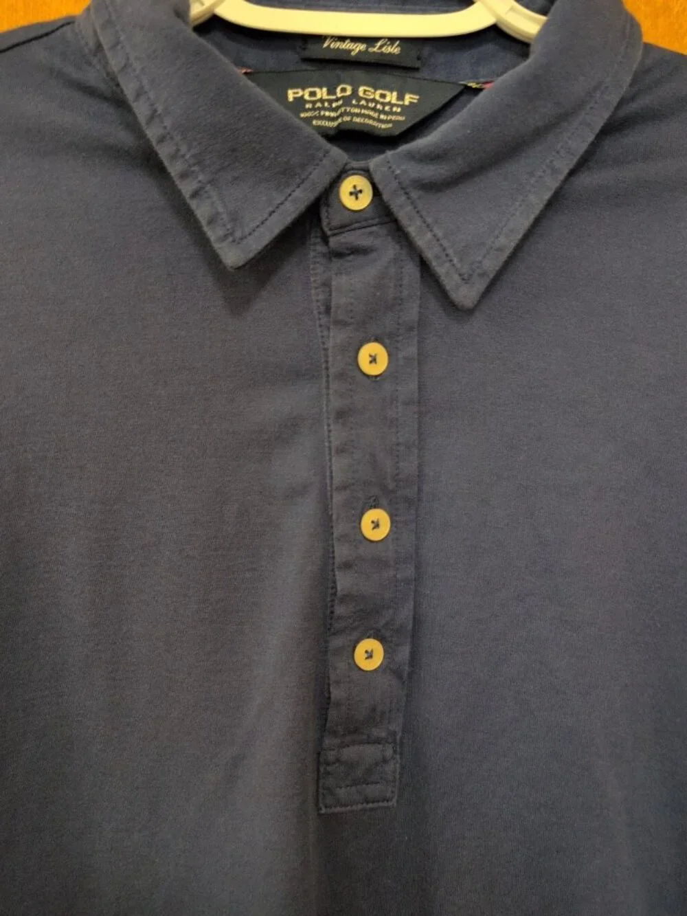 Polo Golf Ralph Lauren Vintage Lisle Men's L Blue Short Sleeve Polo Solid Pima